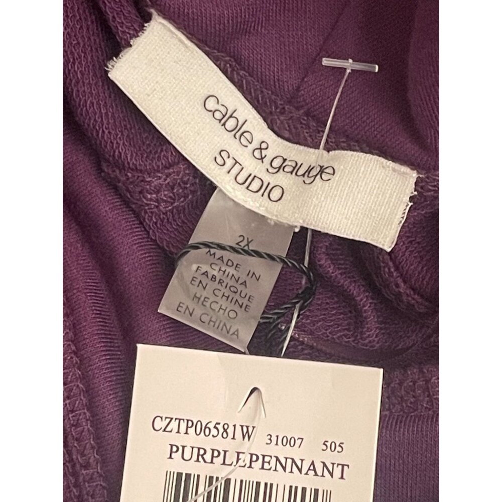 Cable & Gauge Women PLUS 2X Purple Pennant Cowl Neck‎ Long Sleeve Tunic Top NEW - Picture 10 of 12